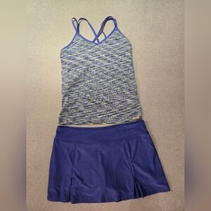Avia Purple and Green Strappy Tank and Skirt Set